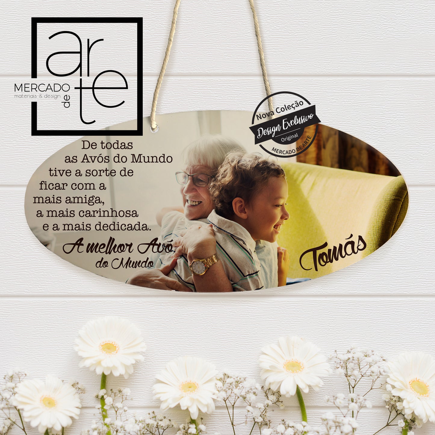 Quadro madeira oval " A melhor Avó do mundo "