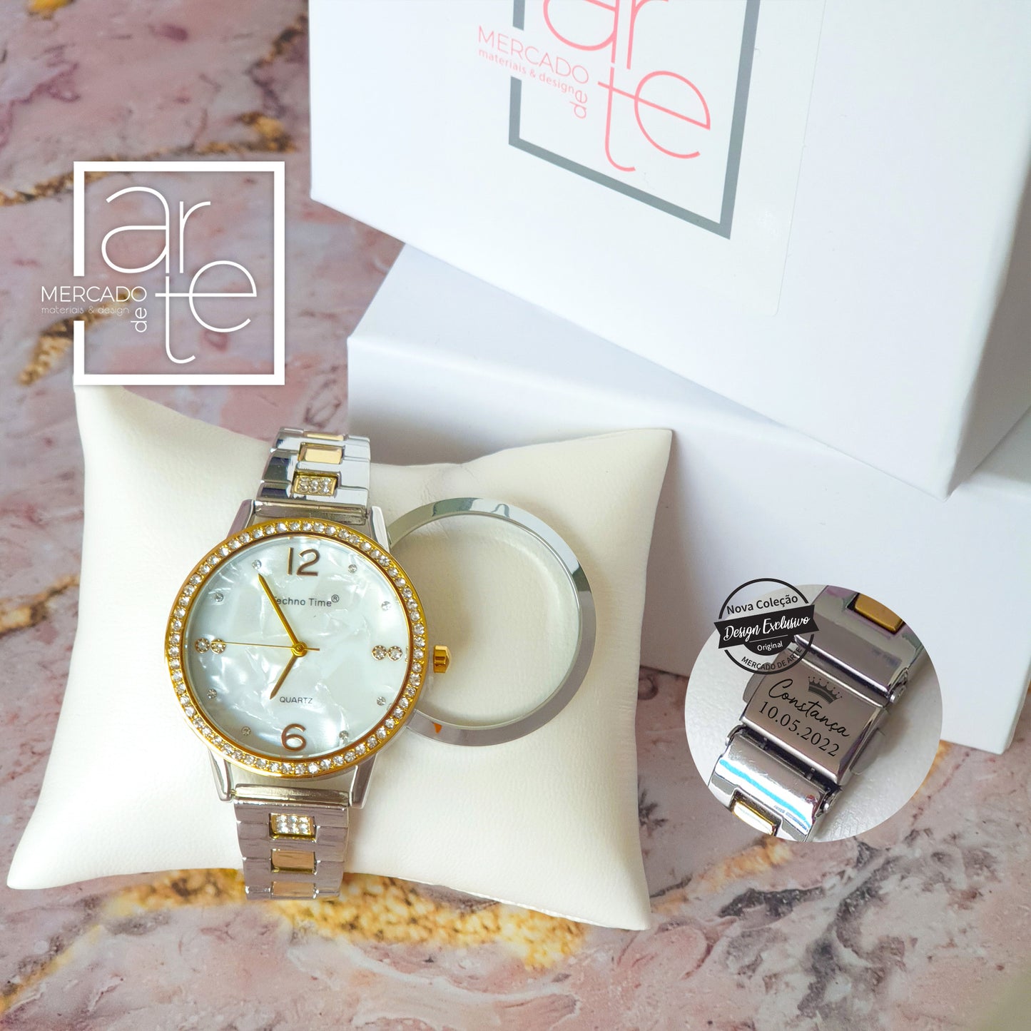 Relógio " 2 em 1 " bicolor