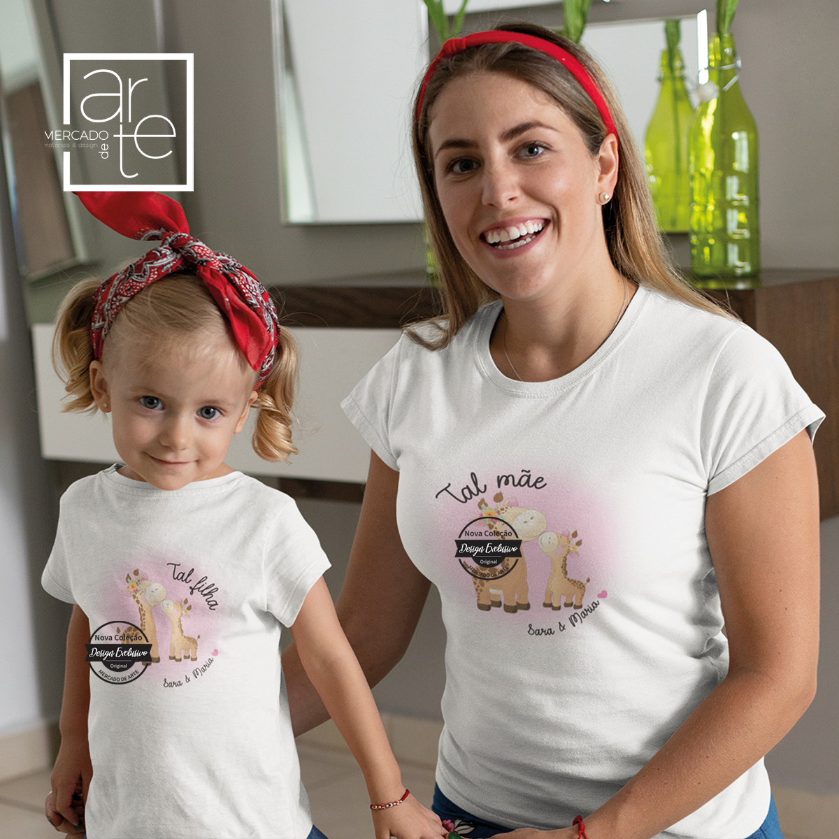 Conjunto t-shirt girafa "Tal mãe, tal filha"