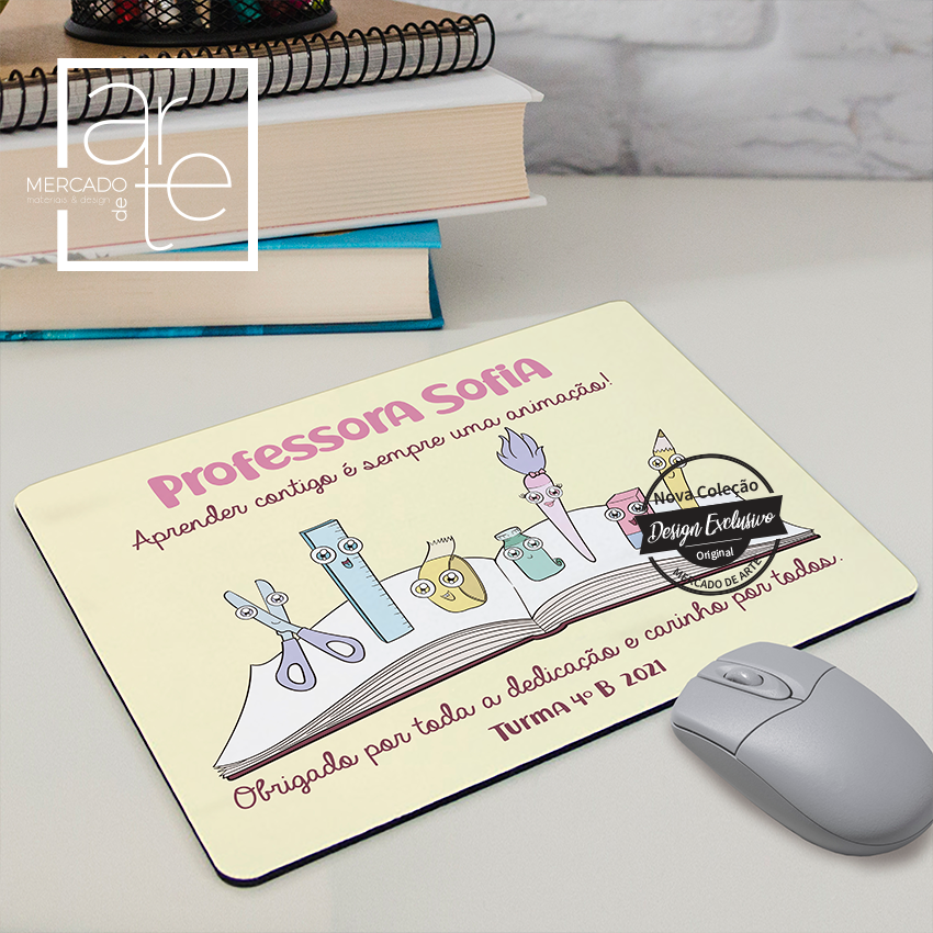 Tapete de rato " Professora …Aprender contigo é uma animação"