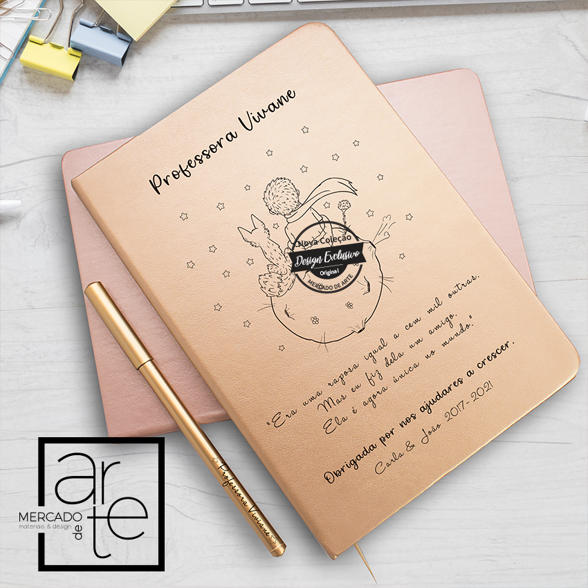 Bloco de notas e/ou conjunto com caneta principezinho "Obrigada por me ajudares a crescer"