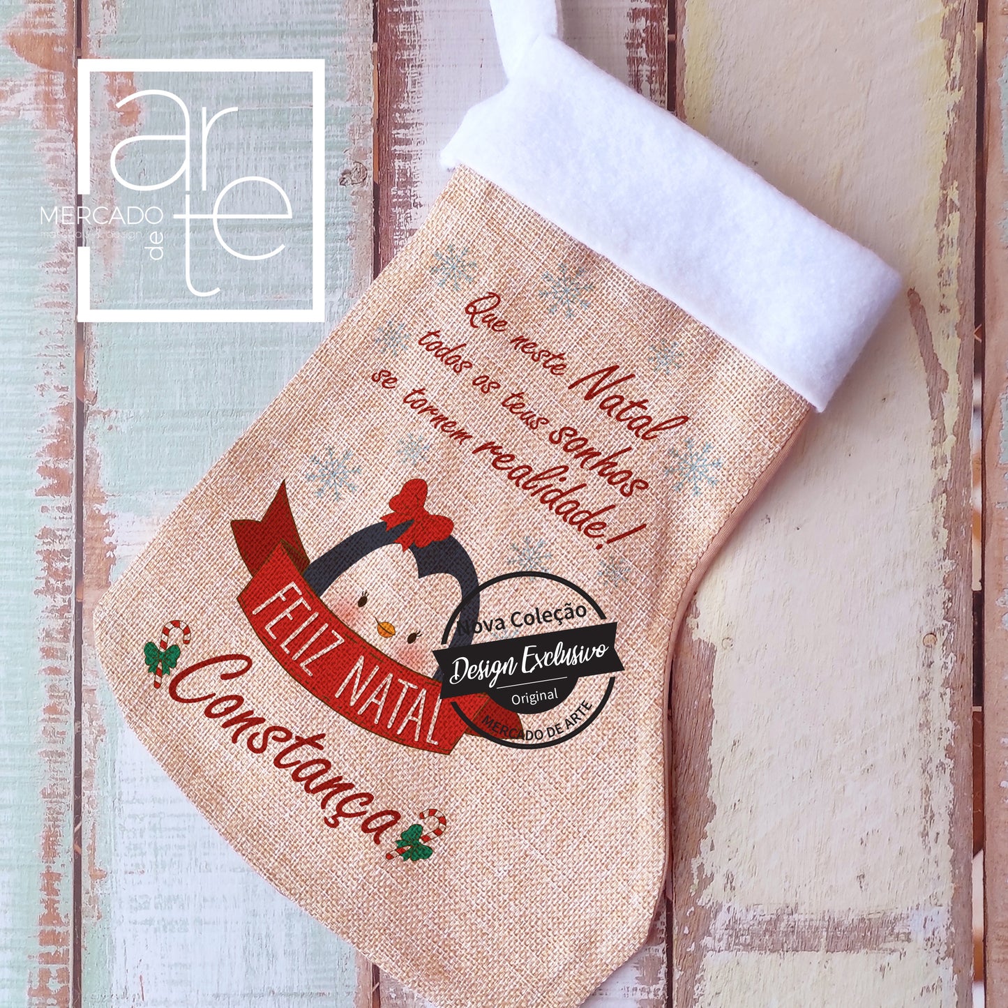 Decoração meia de Natal " Feliz Natal "