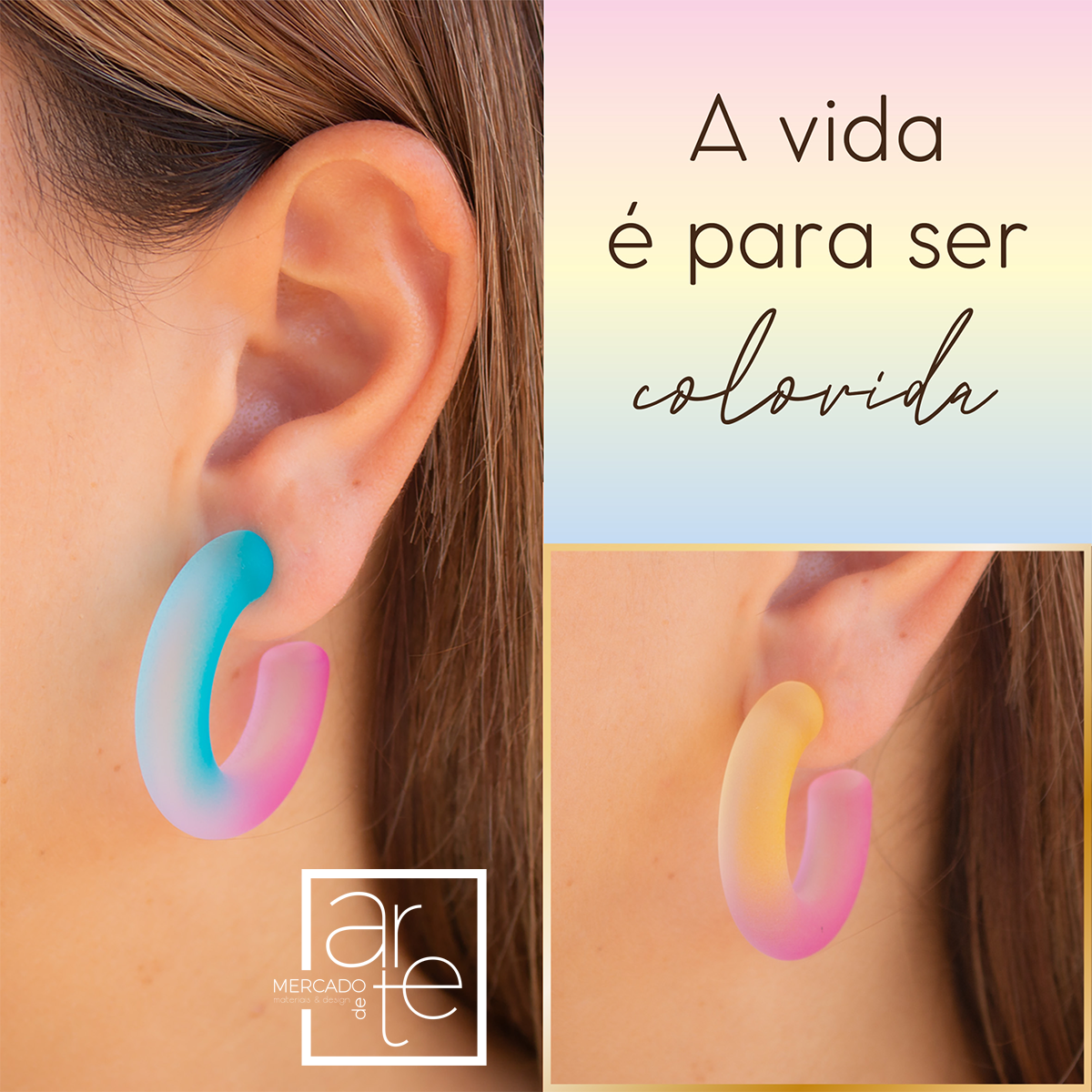 Brincos meia argola "Color"