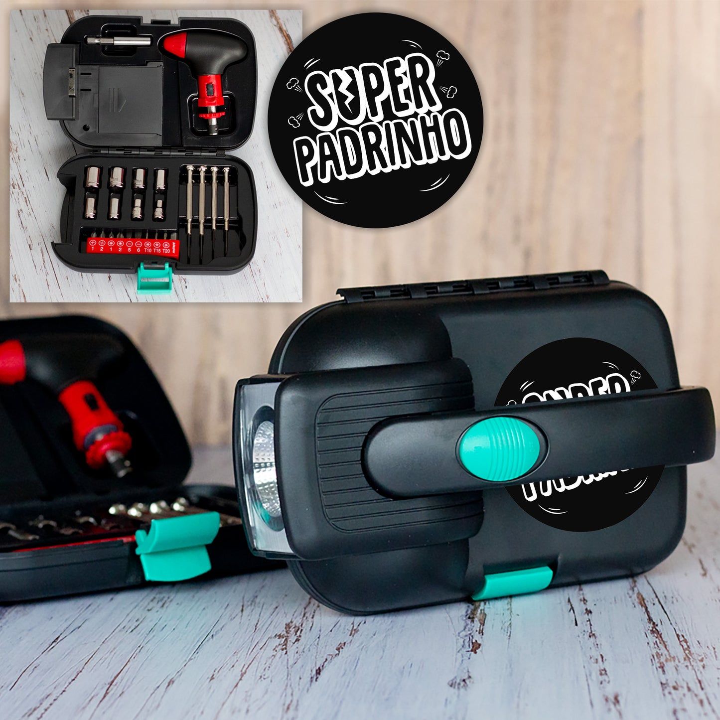 Lanterna XL/estojo de ferramentas " Super Padrinho"