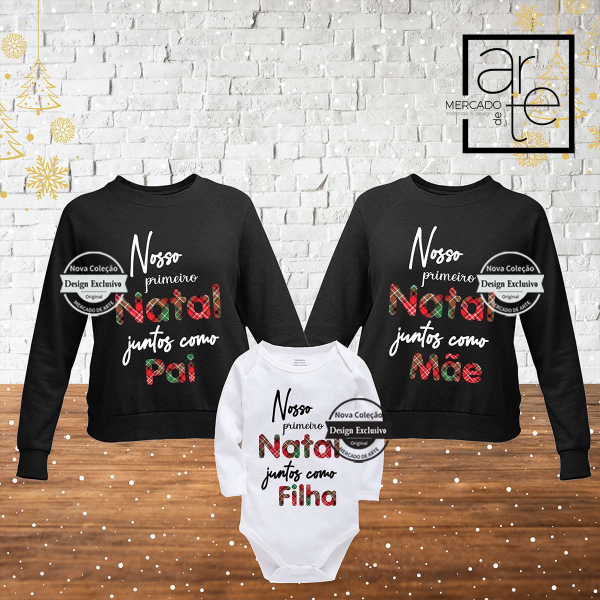 Camisola ou body "Nosso primeiro Natal juntos"