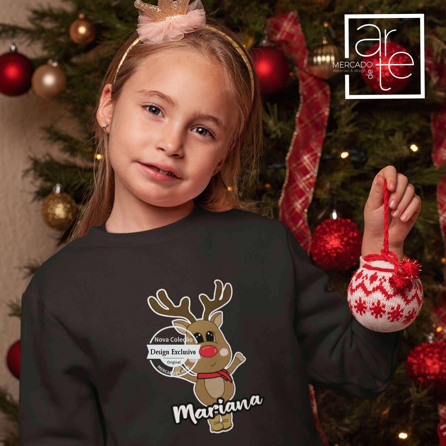 Sweat de Natal rena "Nome"