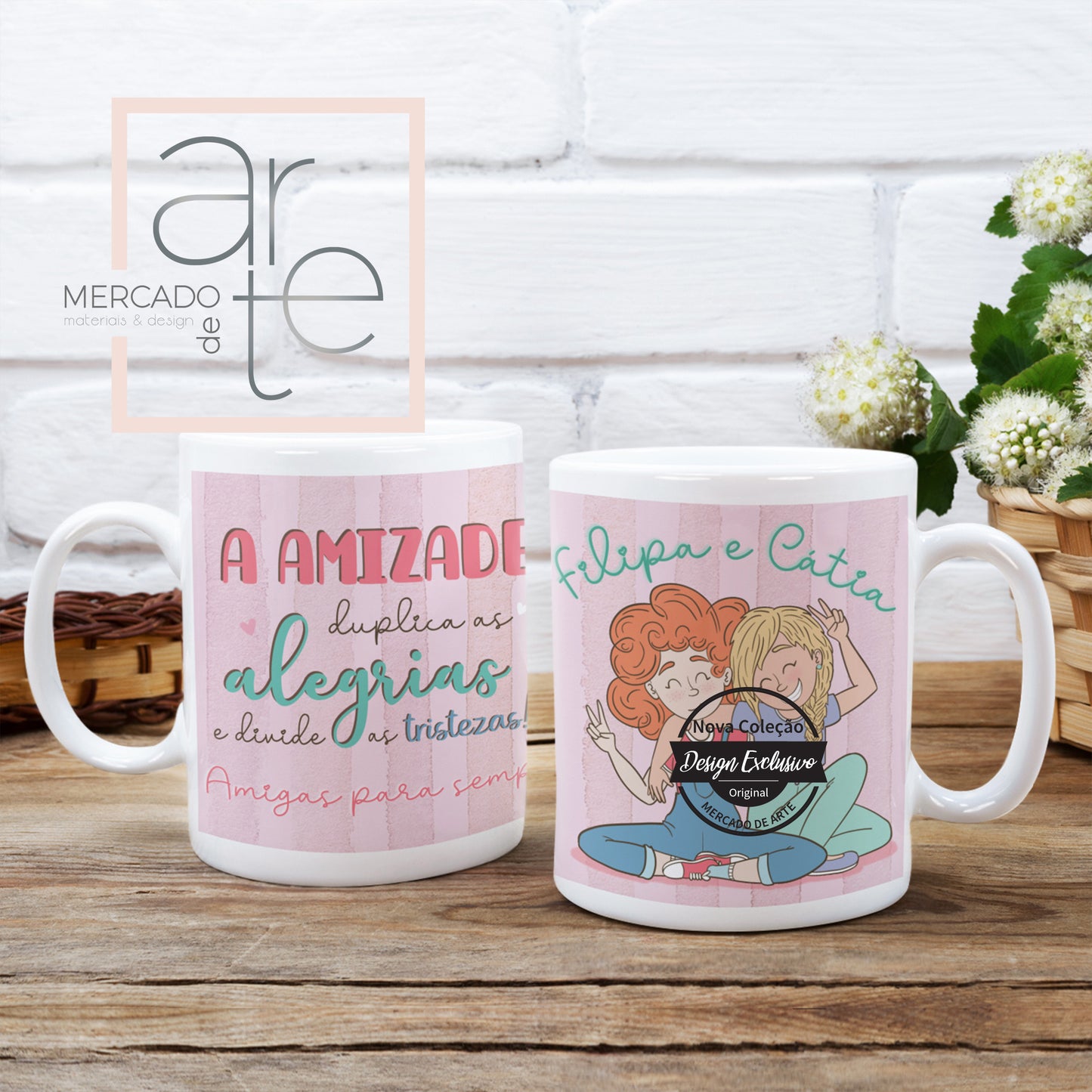 Caneca " A amizade duplica as alegrias e divide as tristezas"