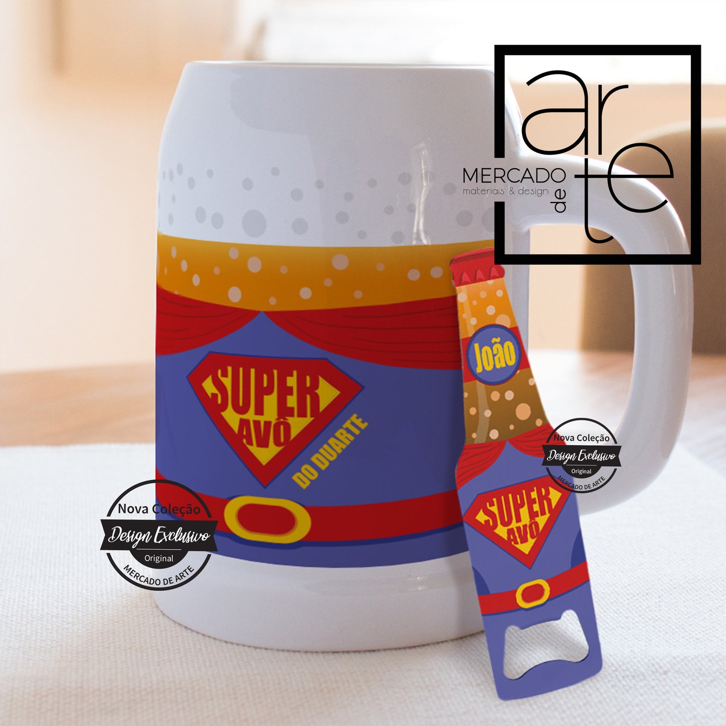 Caneca de cerveja " Super avô" e/ou saca caricas