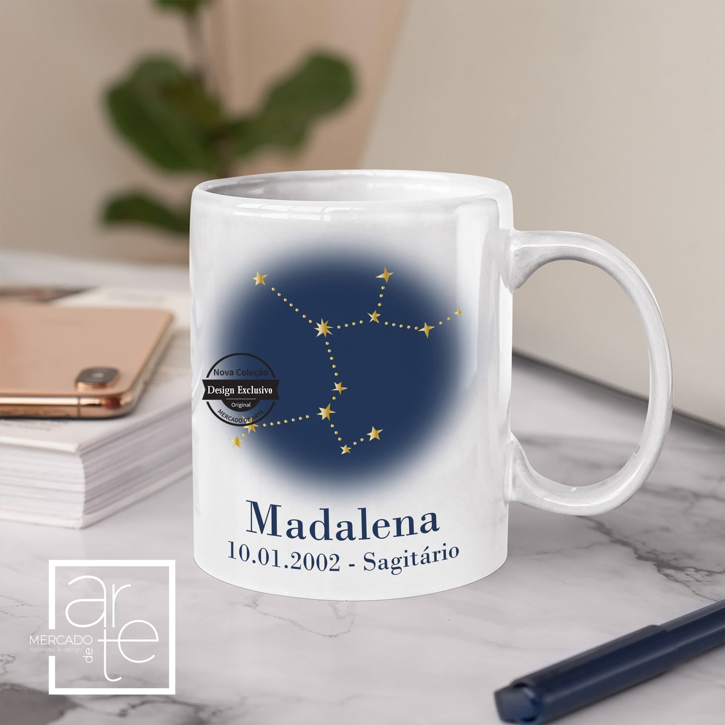 Caneca constelações "Nome e data"