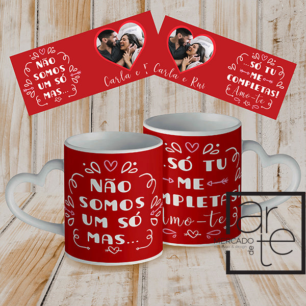 Conjunto canecas cerâmica com asa em coração
