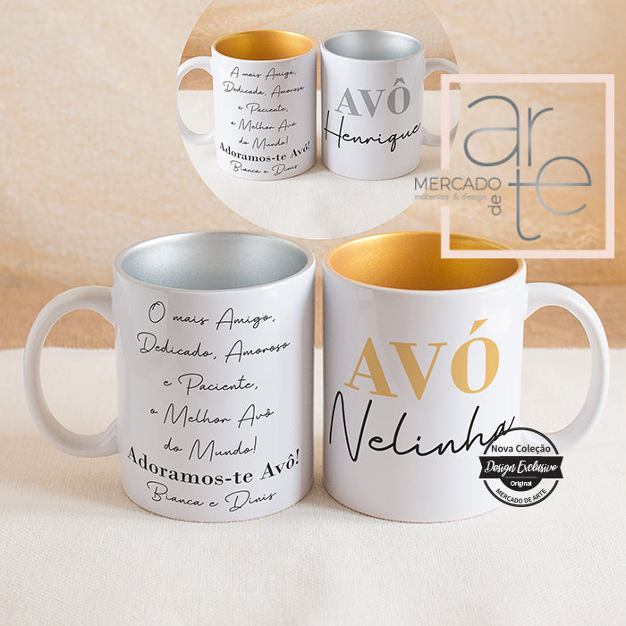 Canecas "Avós" com interior brilhante