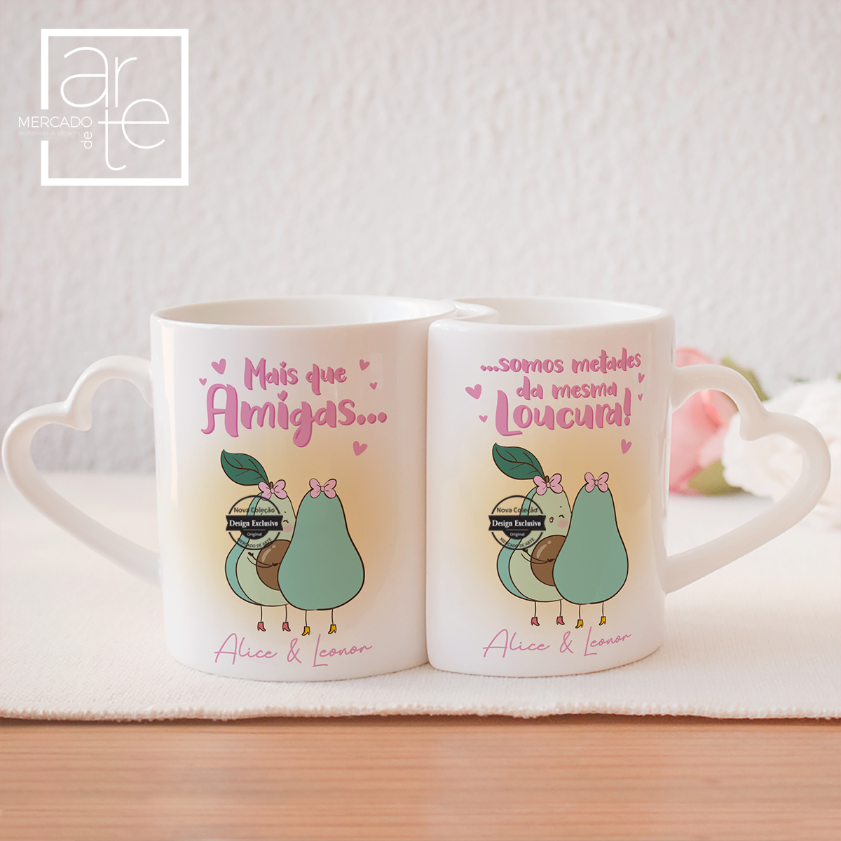 Conjunto de canecas " Somos mais que amigas..."