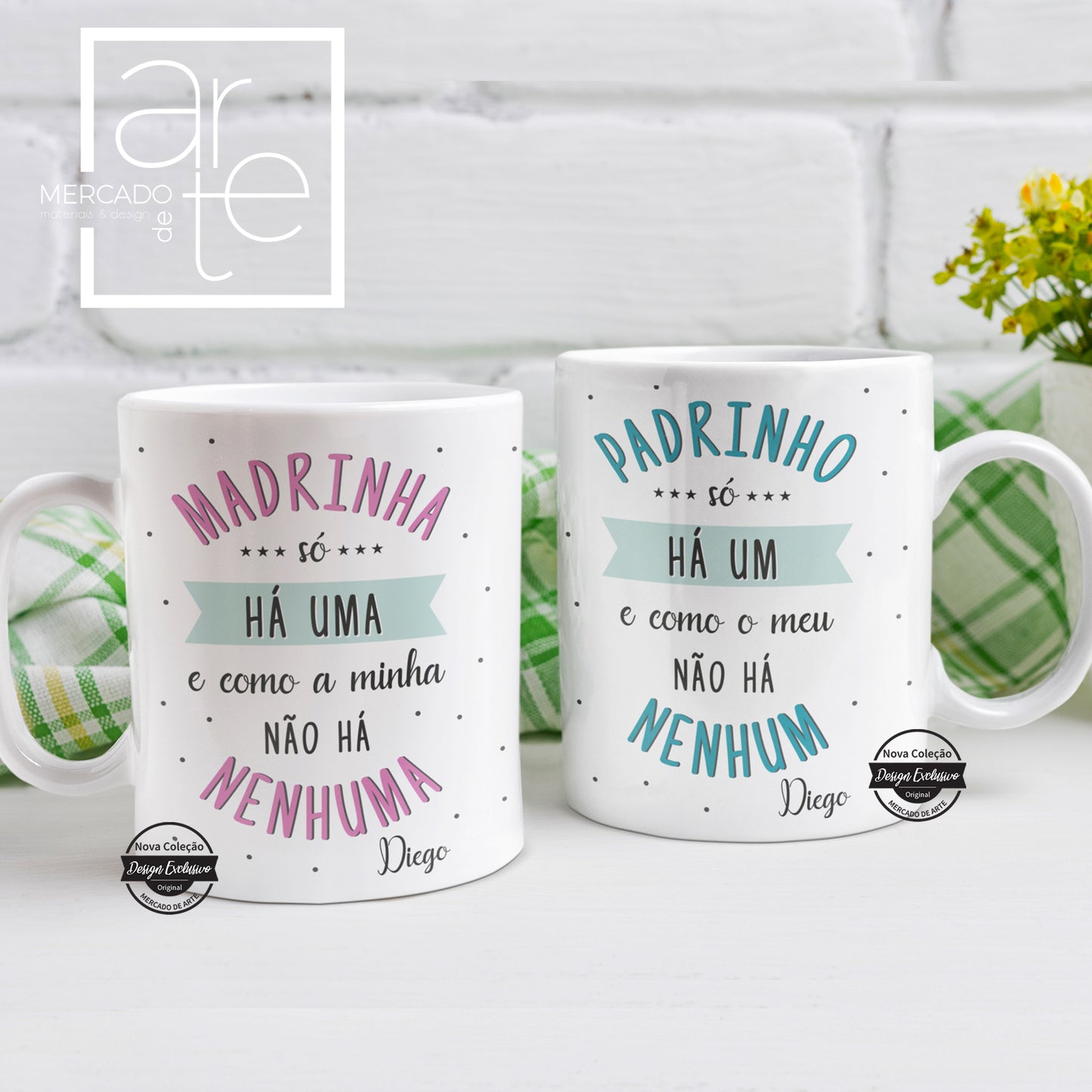 Canecas que combinam com todos os padrinhos que realmente se destacam com os melhores. Canecas em cerâmica " Madrinha e/ou Padrinho " completamente personalizáveis ao seu gosto. Caixa incluída. Vendidas individualmente. REF: PAD163