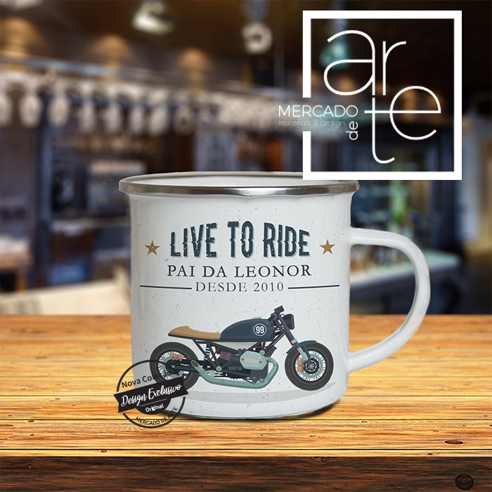 Caneca vintage " Live to Ride "