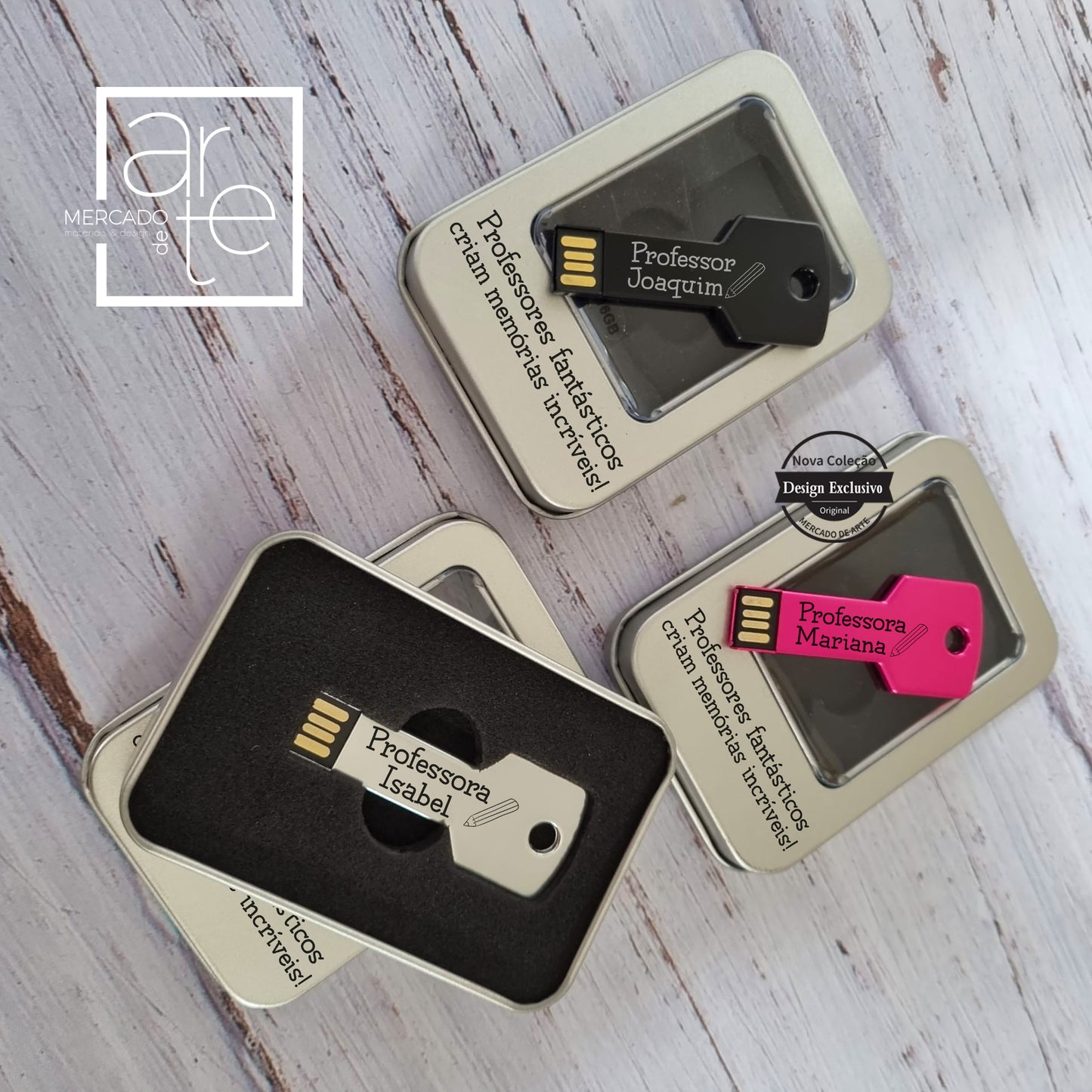pen de 16gb com caixa personalizada para professores