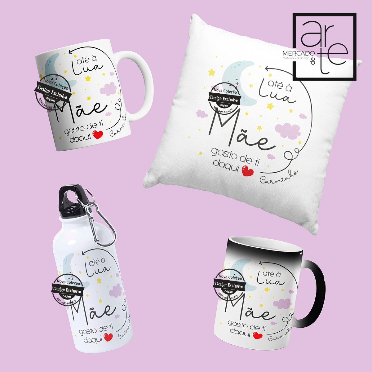 Conjunto " Mãe gosto de ti daqui até à lua"