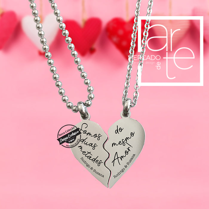 Conjunto de fios " Somos duas metades do mesmo amor"