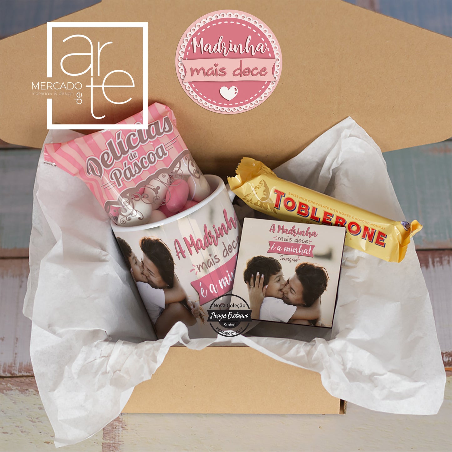 Conjunto caneca + íman " Madrinha mais doce"