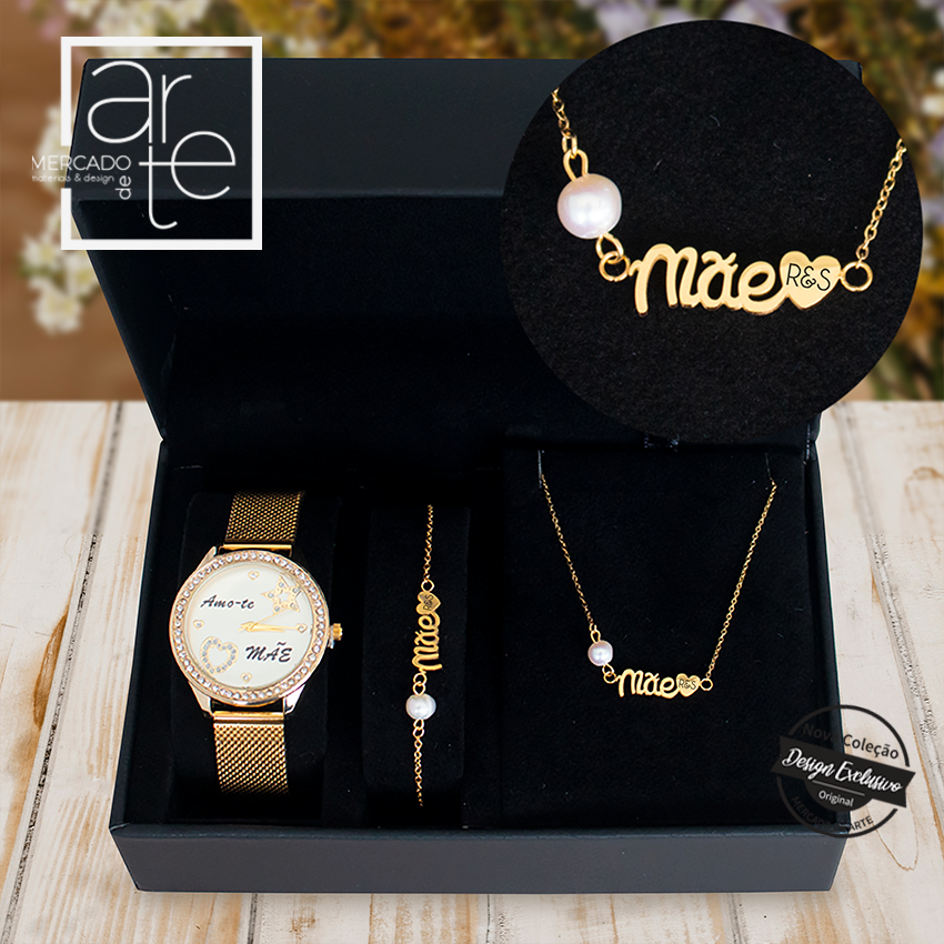 Conjunto Relógio + pulseira + Fio (Mãe)