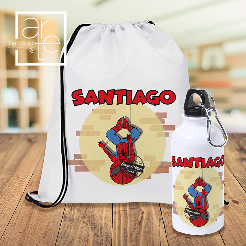 Mochila saco e/ou garrafa "Heróis"