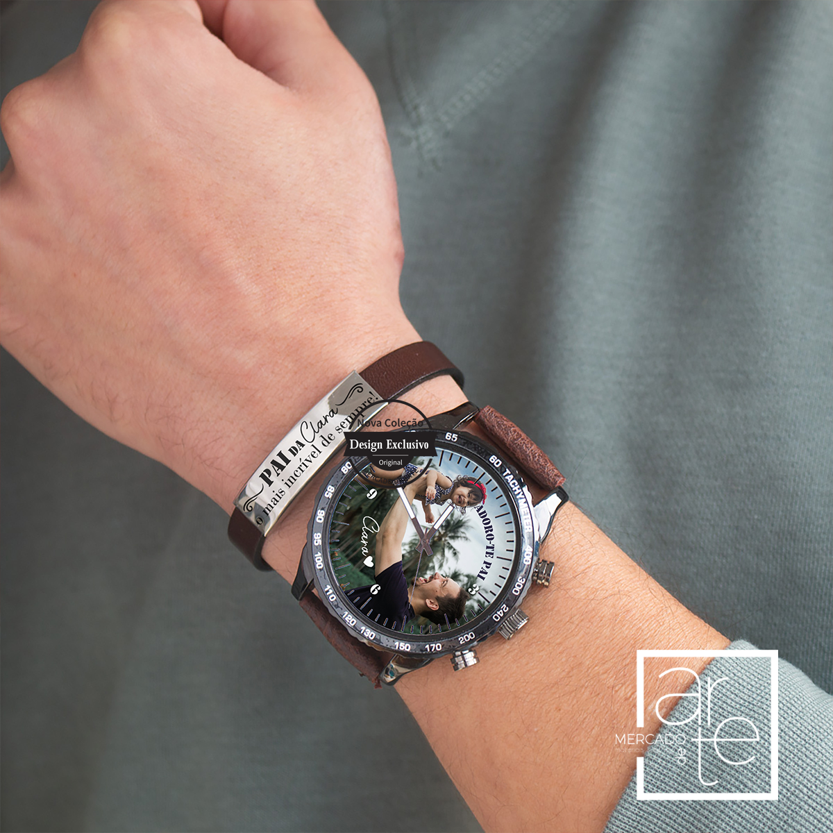 Relógio de fotografia e/ou pulseira " Pai incrível"