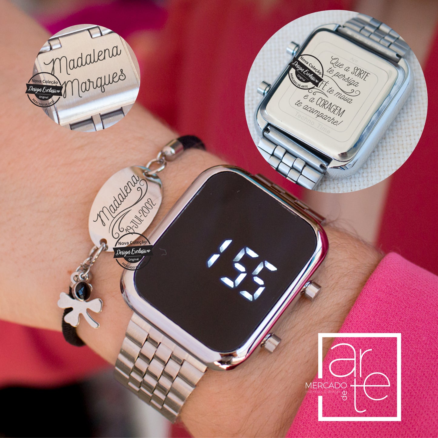 Conjunto relógio digital e/ou pulseira