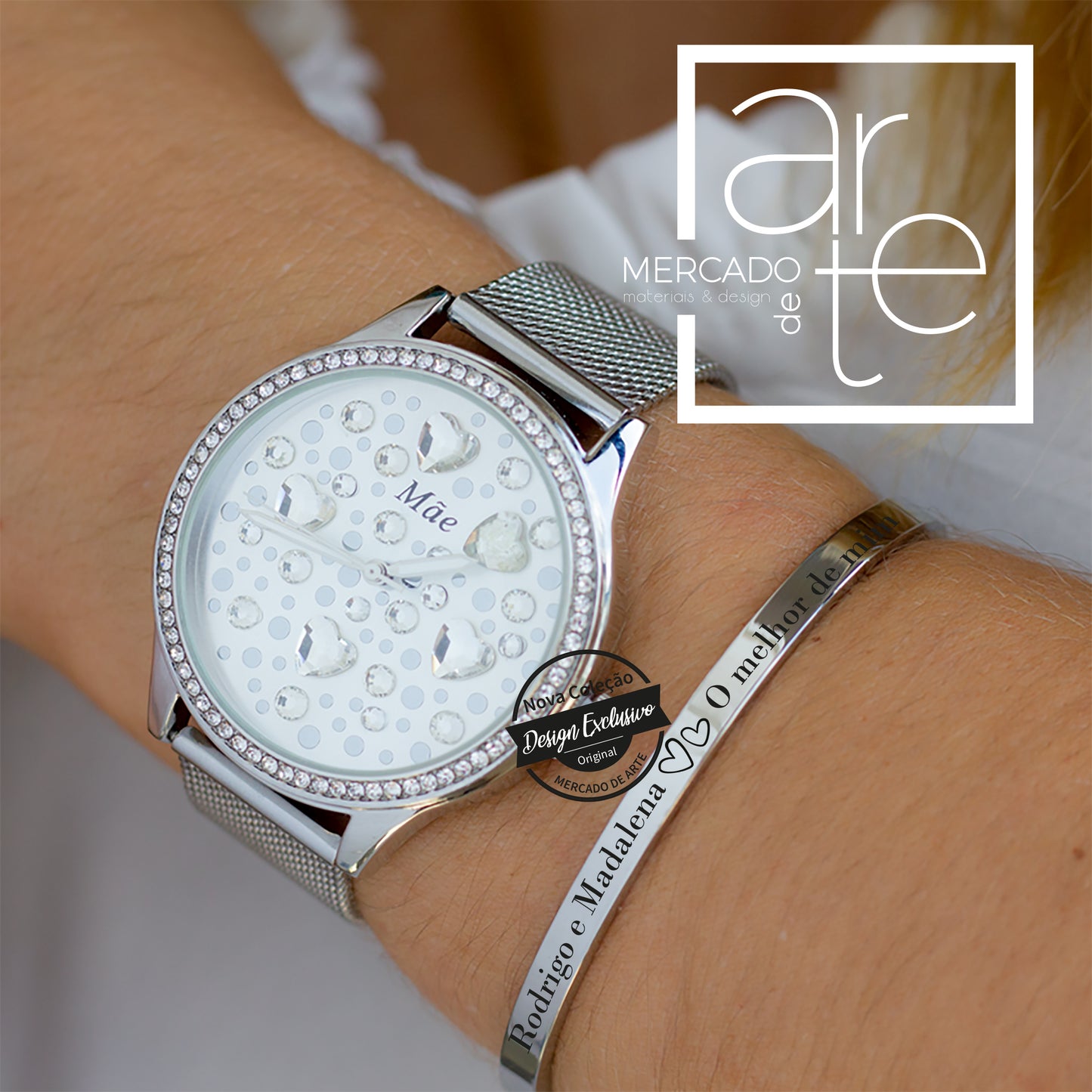 Relógio mãe corações e/ou pulseira "O melhor de mim"