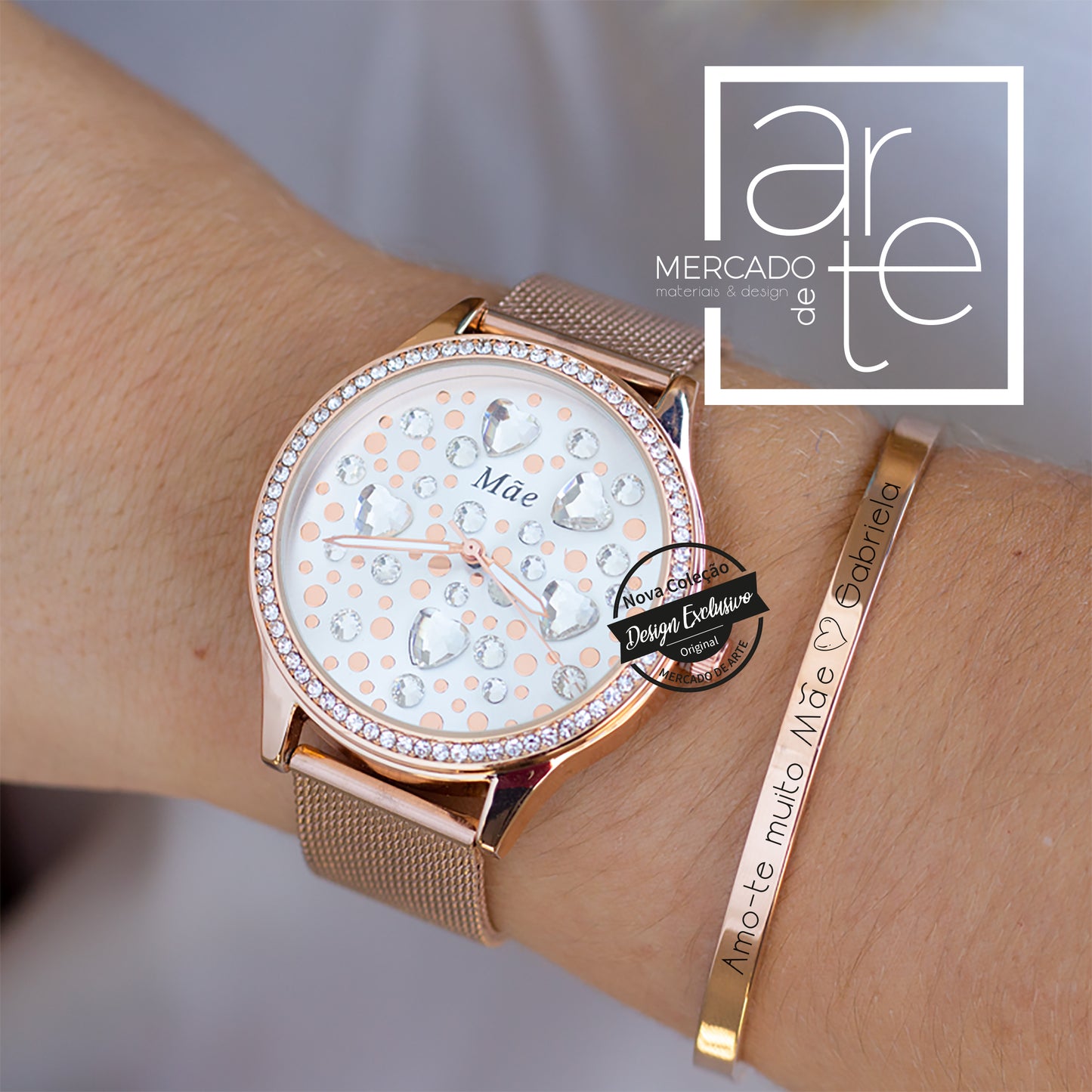 Relógio corações e/ou pulseira "Mãe"