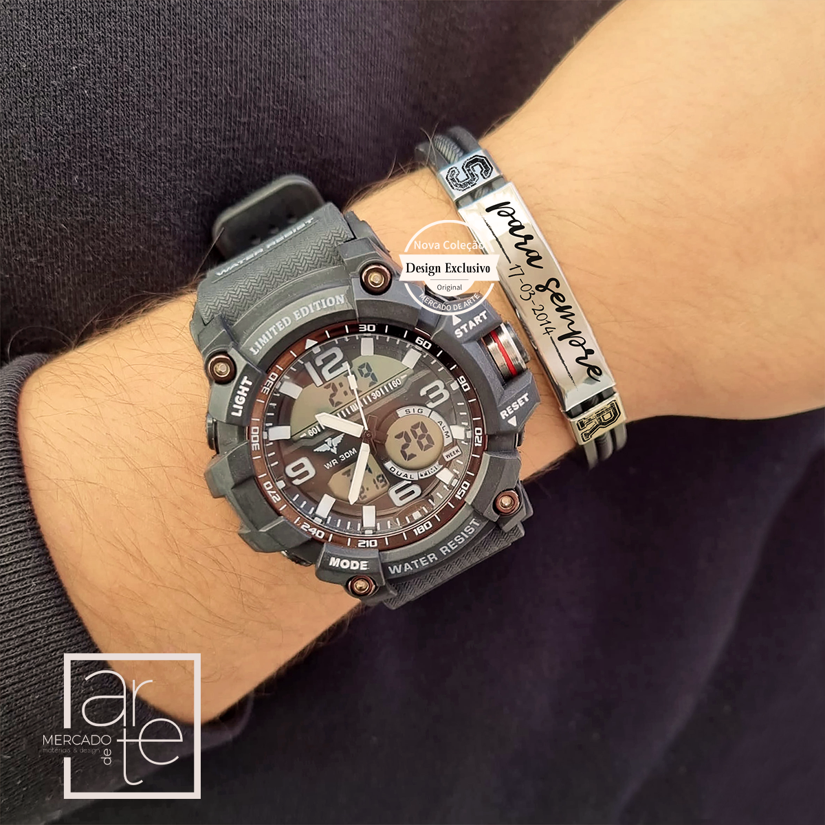 Conjunto relógio e pulseira "Para sempre!"