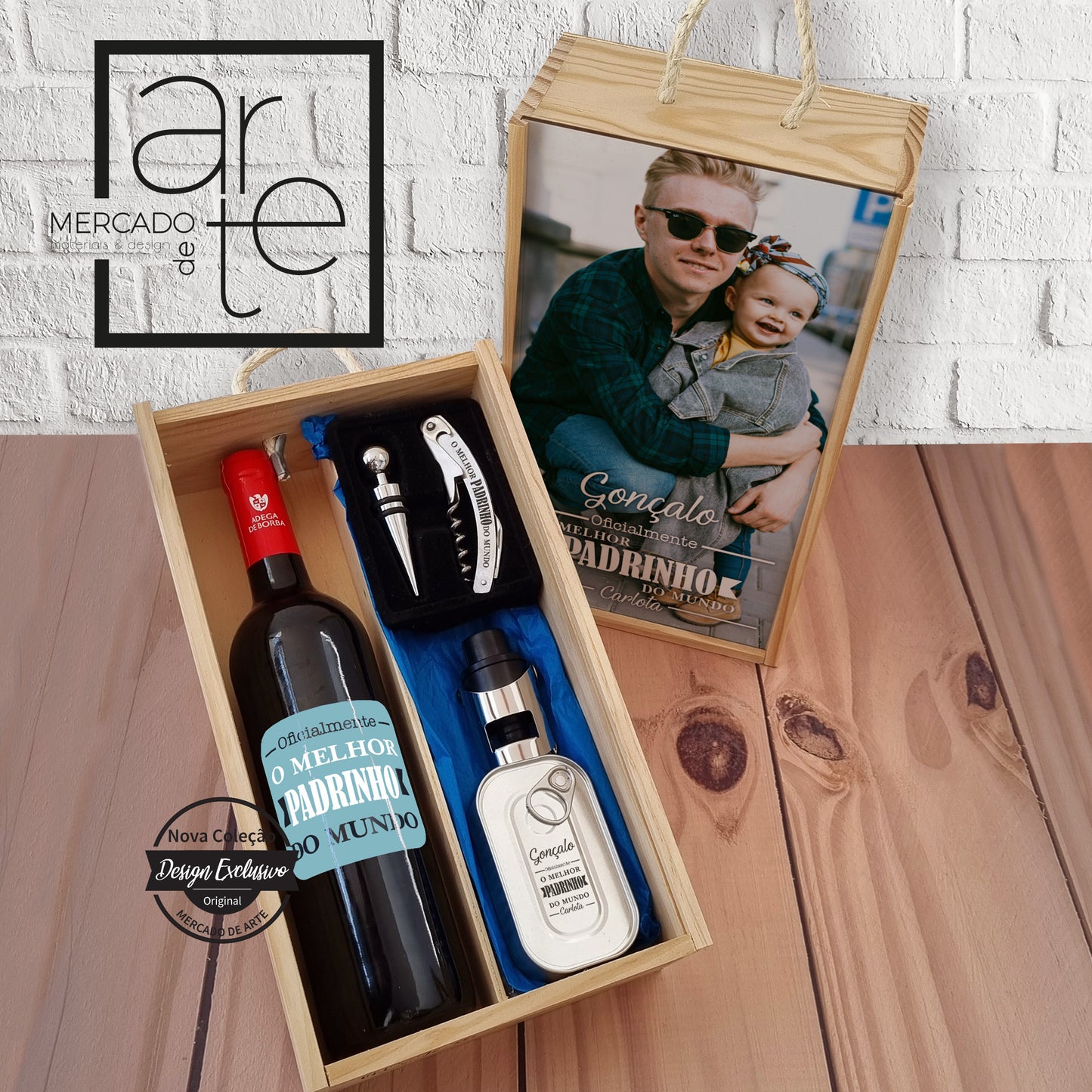 Kit de vinho " Oficialmente o melhor Padrinho do mundo "