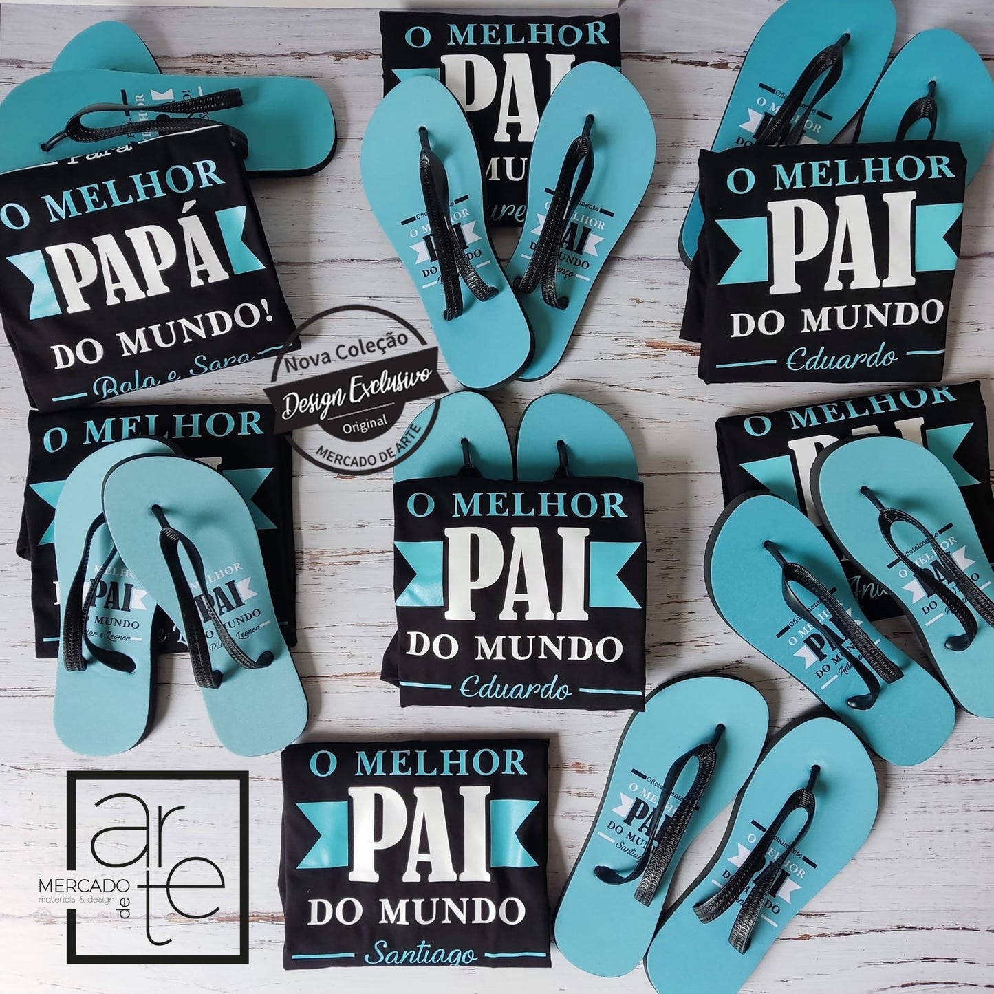 T-shirt e/ou chinelo estilo Havaiana " Oficialmente o melhor pai do Mundo"