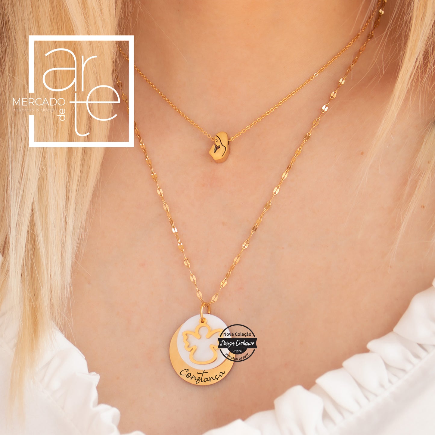 Fio nossa senhora de fátima e anjo personalizado