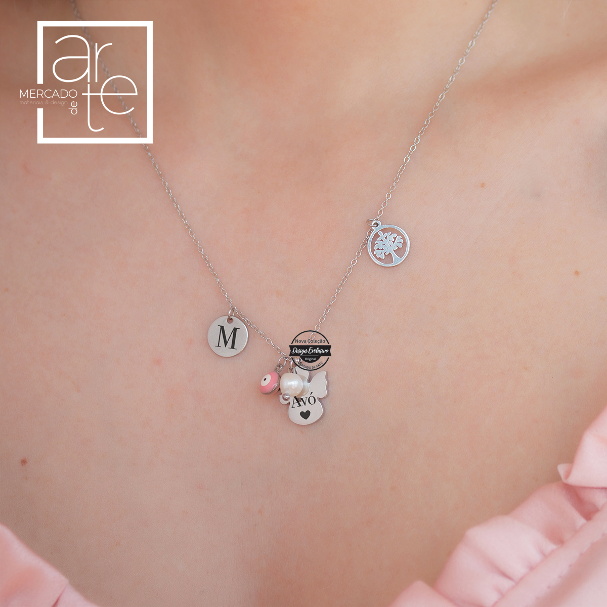 fio aço inóx anjo com pendentes, personalizado como desejar