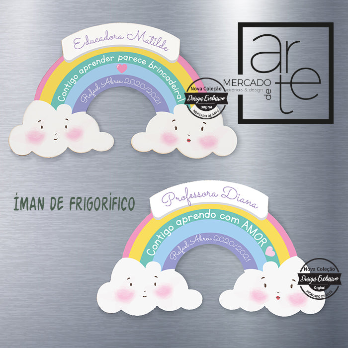 Íman de madeira em forma de arco iris
