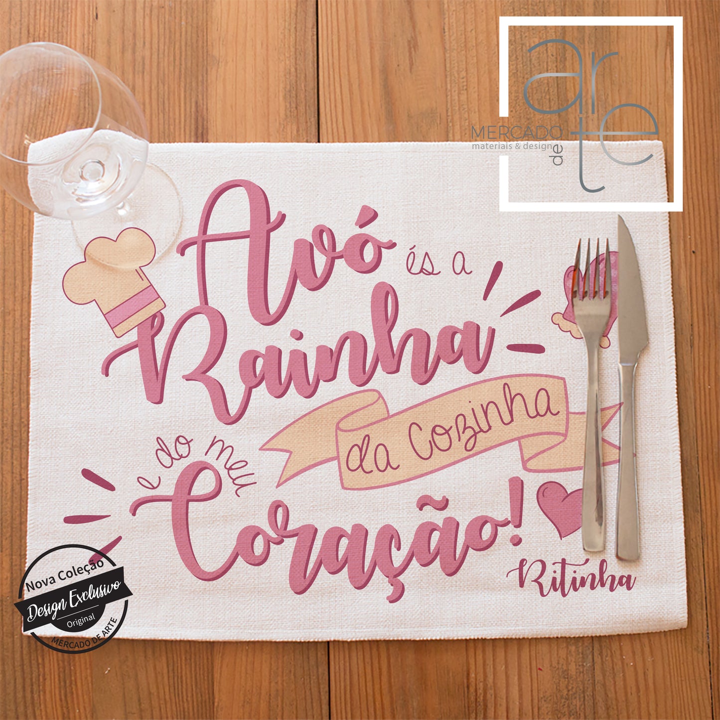 Individual de mesa" Avó tu és a Rainha da cozinha e do meu coração "