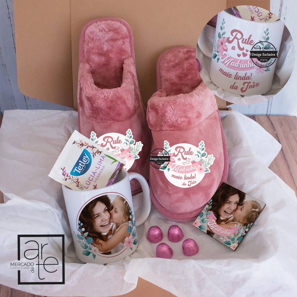 Este kit é super conjunto de conforto para o inverno, além de super giro e completo, pode personalizar com a fotografia e frase que desejar! Caixa incluída no kit. Chinelos disponíveis do 36 ao 41.