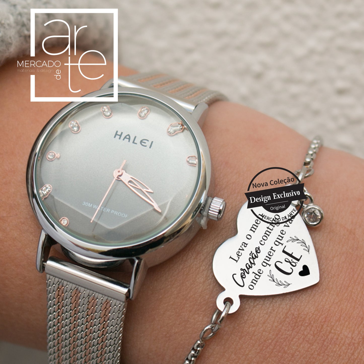 Relógio e/ ou pulseira "Leva o meu coração contigo onde quer que vás"