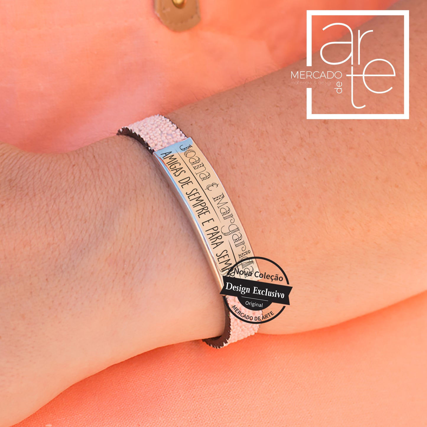 Pulseira caviar "Amigas de sempre e para sempre"
