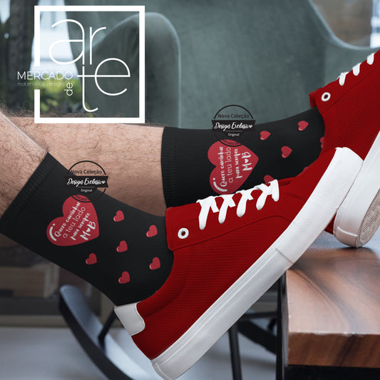 Meias pretas " Quero caminhar ao teu lado para sempre "