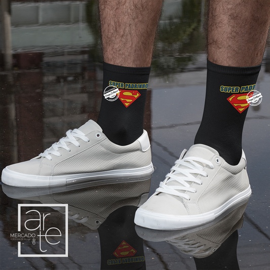 Meias pretas "Super padrinho"