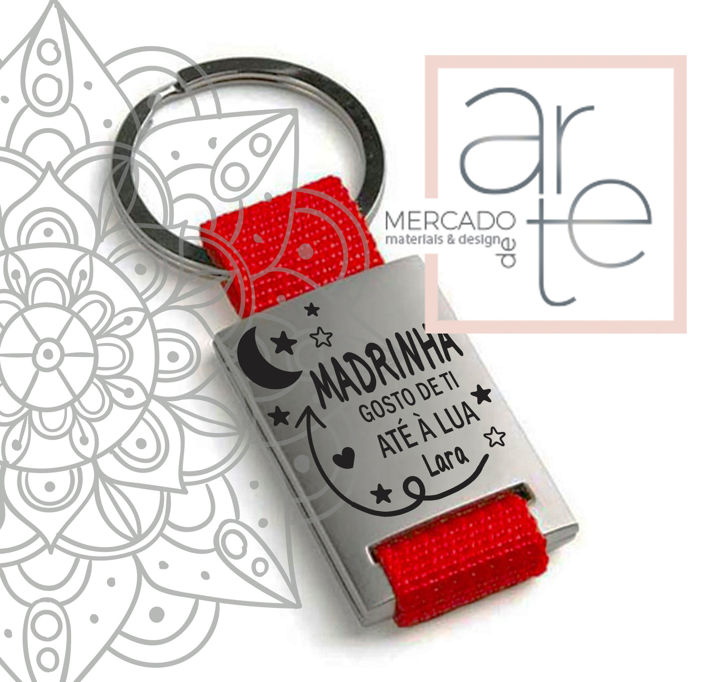 Porta chaves " Madrinha gosto de ti até à lua "