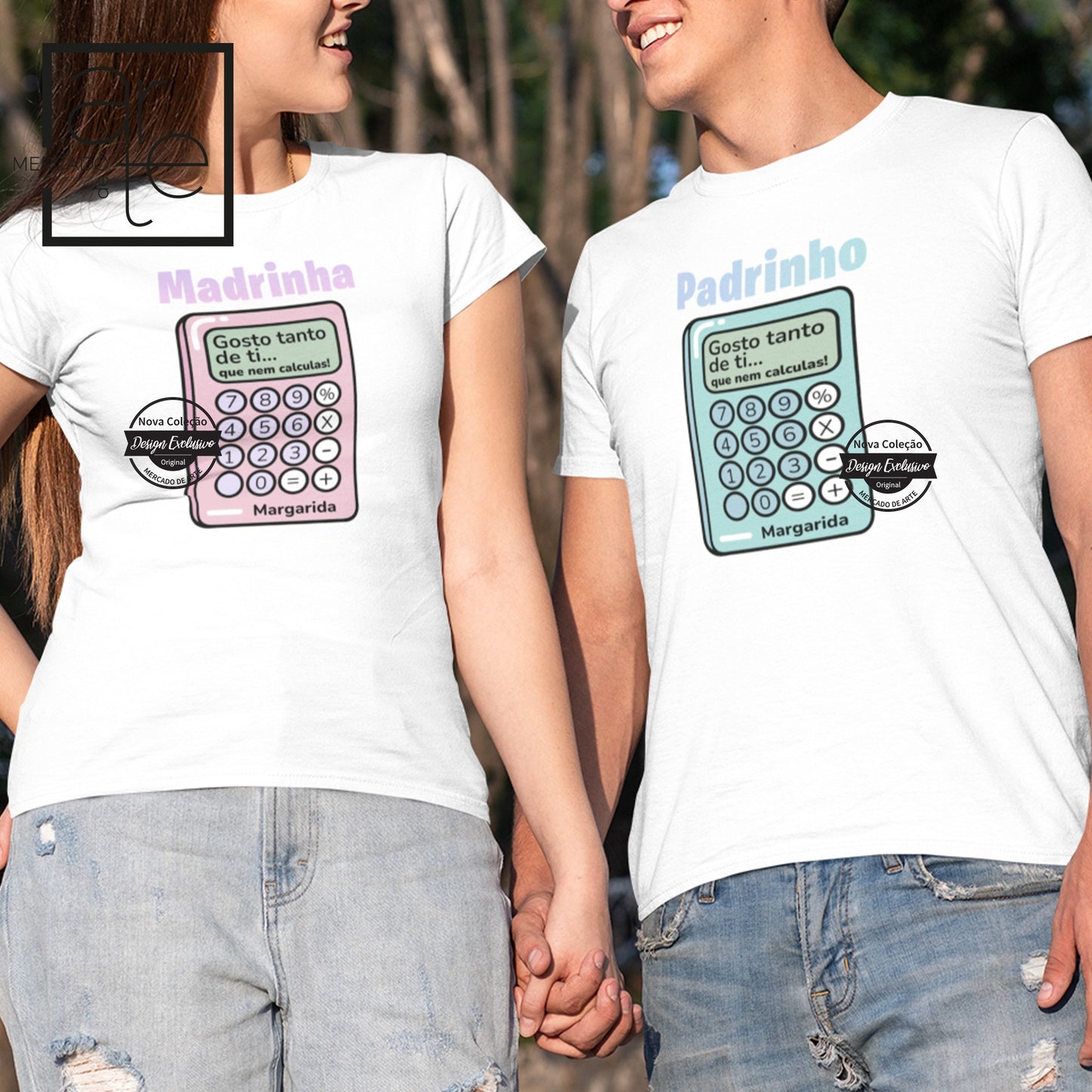T-shirt " Padrinho e/ou Madrinha gosto tanto de ti que nem calculas... "