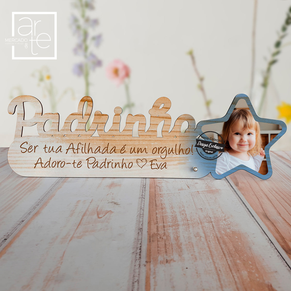 Moldura de madeira "Padrinho"