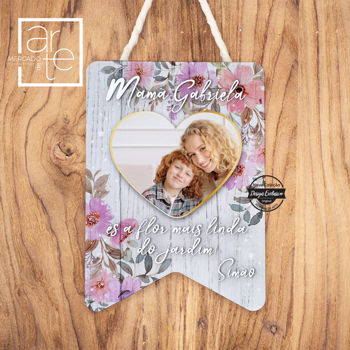 Quadro/placa de madeira " Mamã és a flor mais bela "