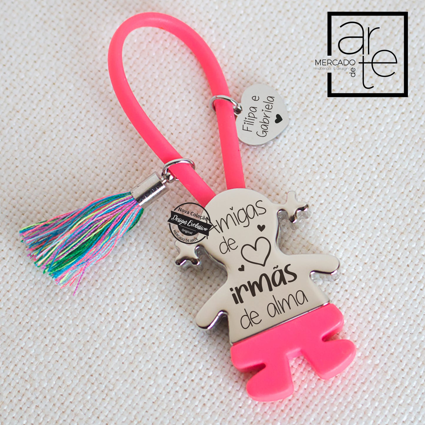 Porta-chaves menina "Amigas de coração, irmãs de alma"