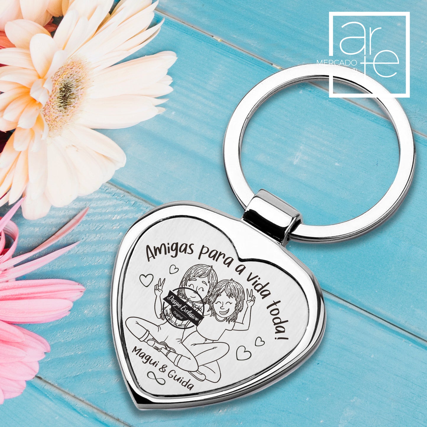 Porta-chaves coração " Amigas para a vida toda"