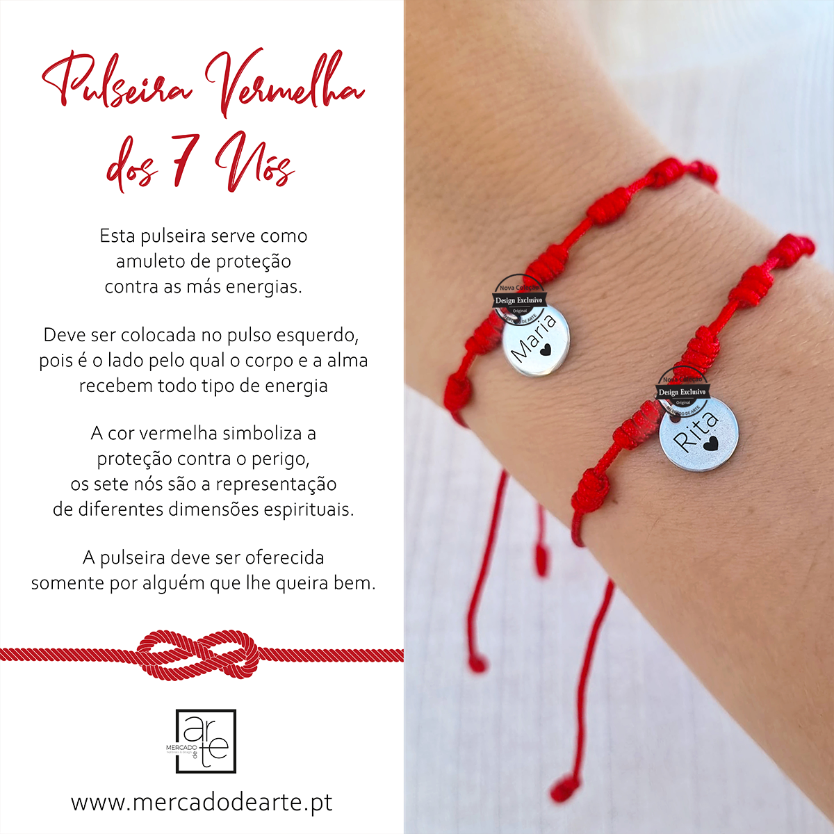 Pulseira vermelha ajustável " 7 nós"