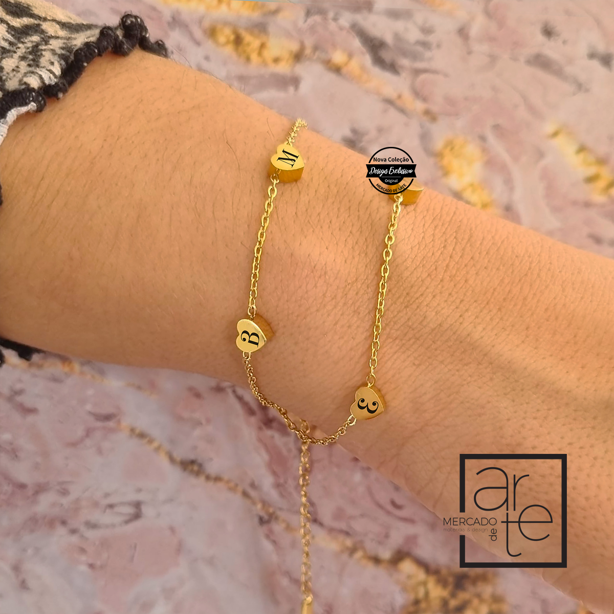 pulseira dupla "corações"