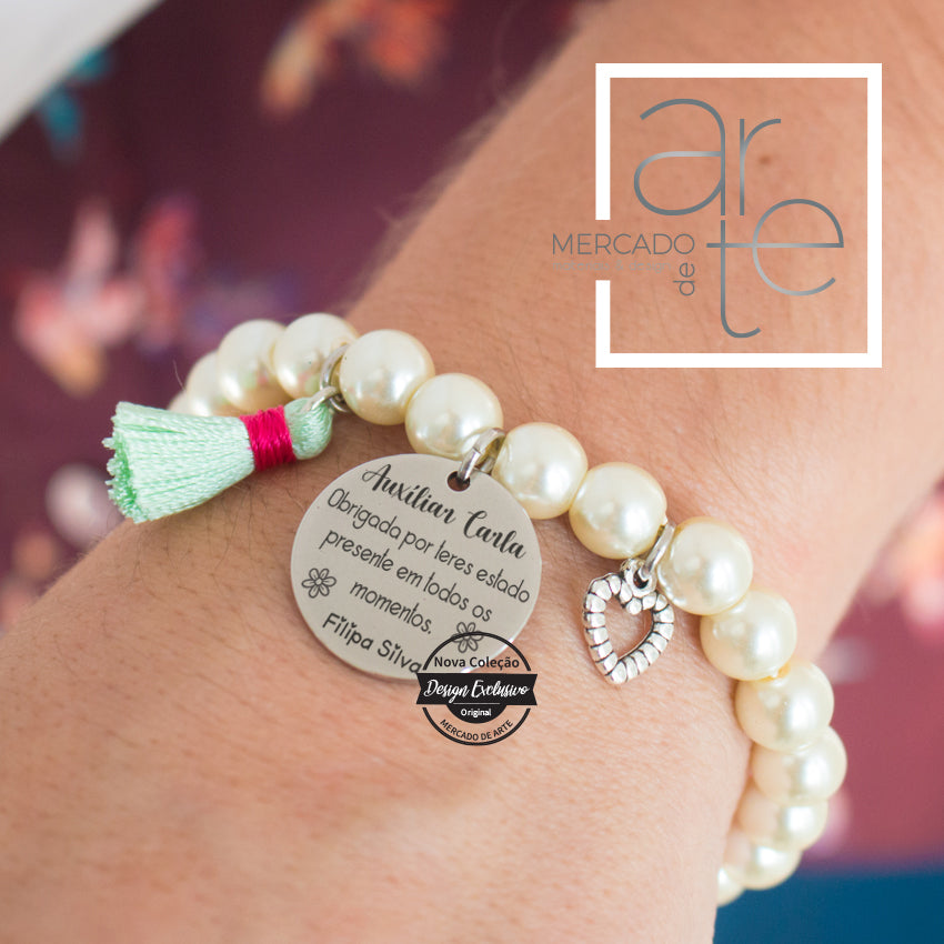 Pulseira de pérolas " Auxiliar Obrigada…"