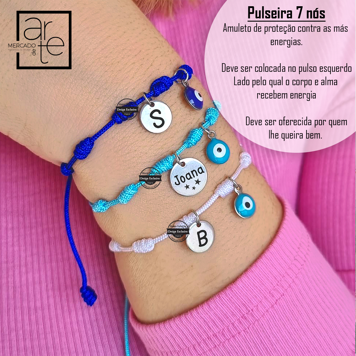 Pulseira 7 nós " Nome ou inicial"